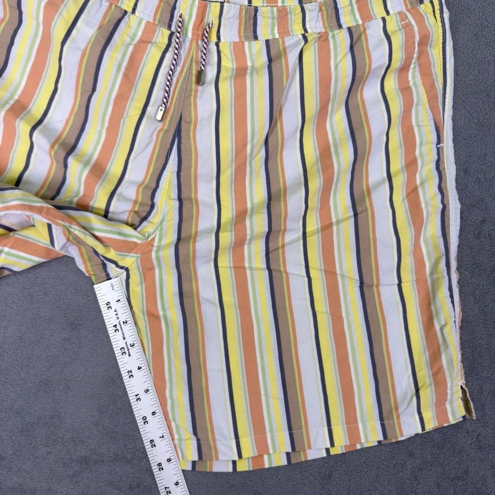 Peter Millar Swim Trunks Mens XL Multicolor Striped Mesh Lined Drawstring Summer